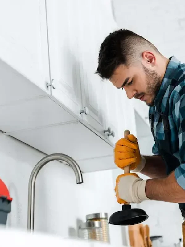 Abide Plumbing clearing a blocked drain with a plunger - Emergency Plumber Beaumont Hills